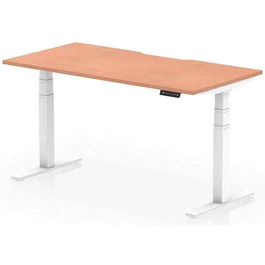 Air 1600mm Scalloped Edge Height Adjustable Desk, White Leg, Beech Easy2Order : HA03815