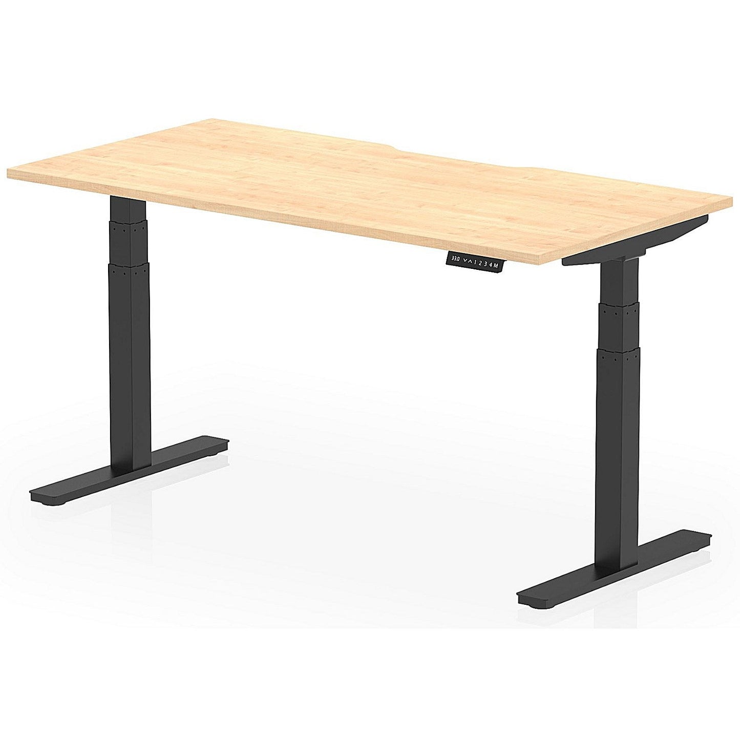 Air 1600mm Scalloped Edge Height Adjustable Desk, Black Leg, Maple Easy2Order : HA03819