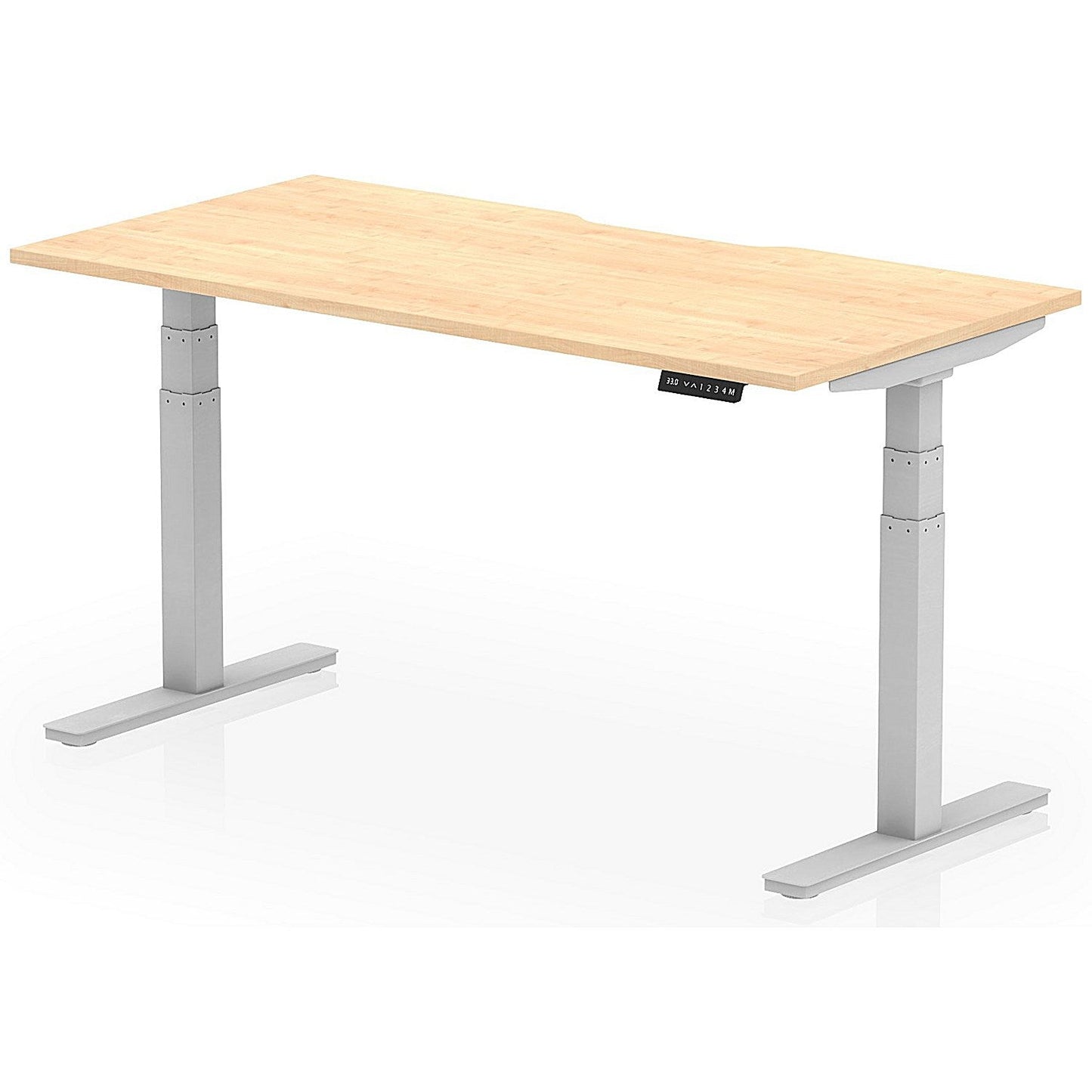 Air 1600mm Scalloped Edge Height Adjustable Desk, Silver Leg, Maple Easy2Order : HA03820