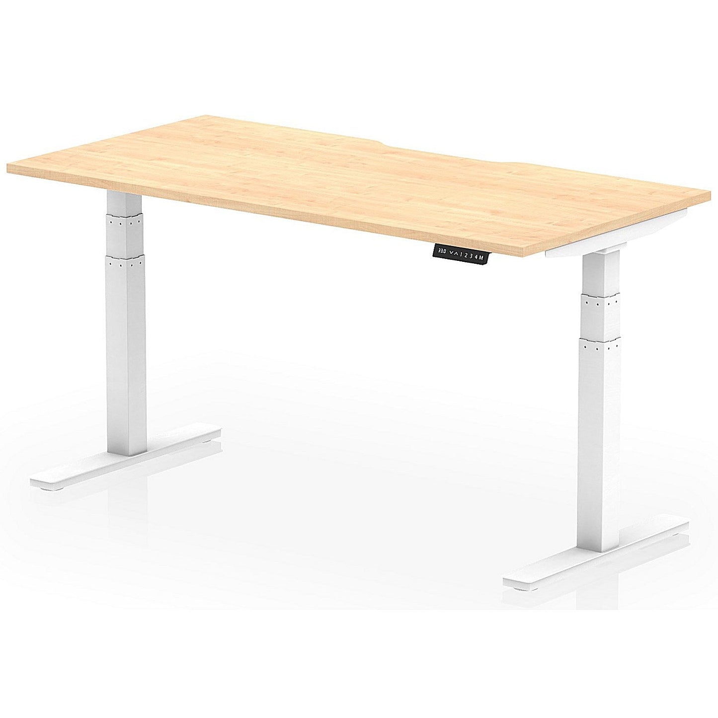 Air 1600mm Scalloped Edge Height Adjustable Desk, White Leg, Maple Easy2Order : HA03821