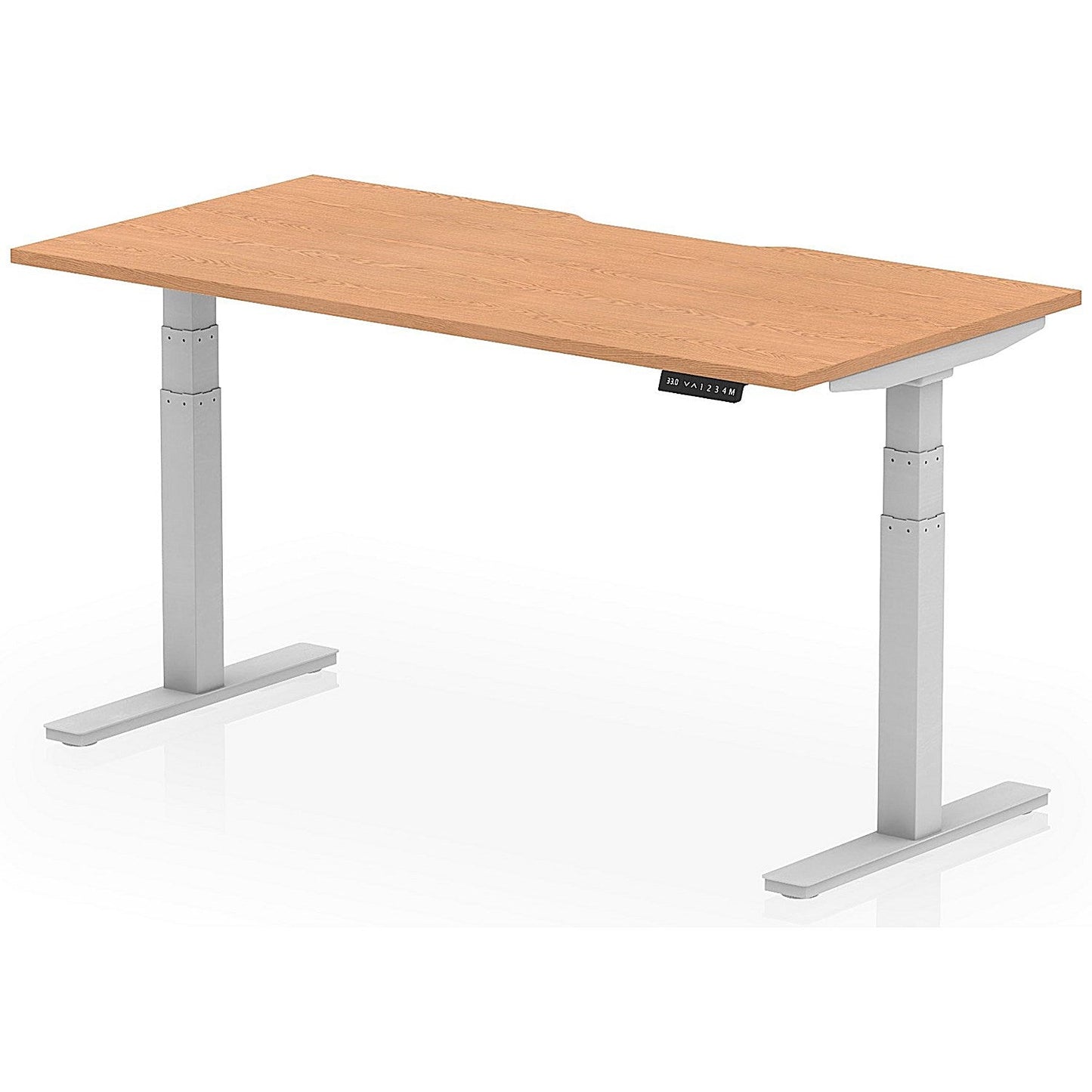 Air 1600mm Scalloped Edge Height Adjustable Desk, Silver Leg, Oak Easy2Order : HA03823