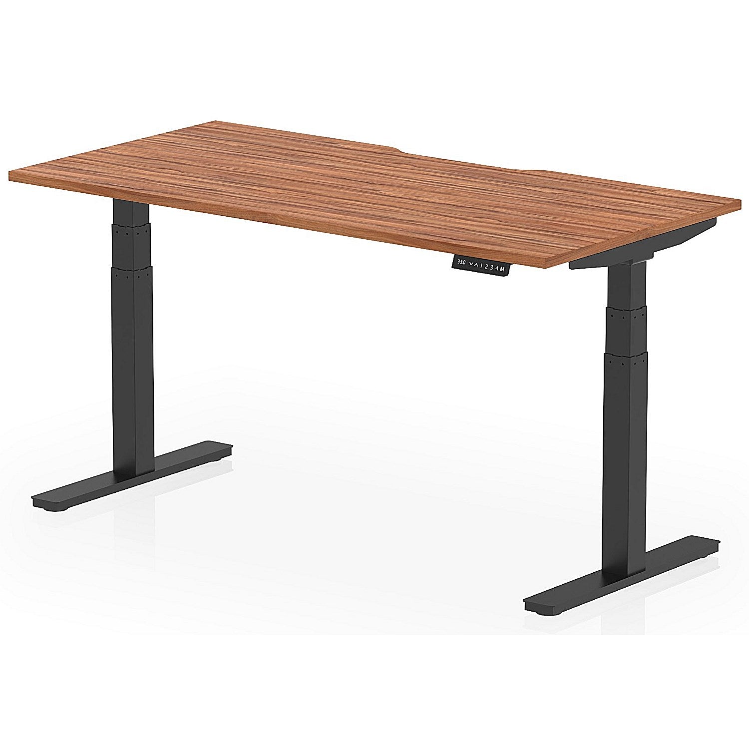 Air 1600mm Scalloped Edge Height Adjustable Desk, Black Leg, Walnut Easy2Order : HA03825