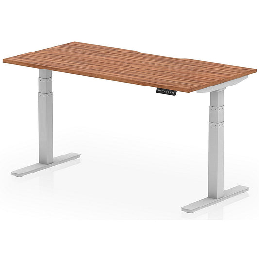 Air 1600mm Scalloped Edge Height Adjustable Desk, Silver Leg, Walnut Easy2Order : HA03826