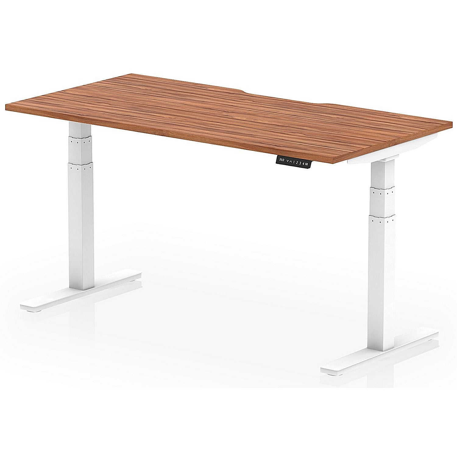 Air 1600mm Scalloped Edge Height Adjustable Desk, White Leg, Walnut Easy2Order : HA03827