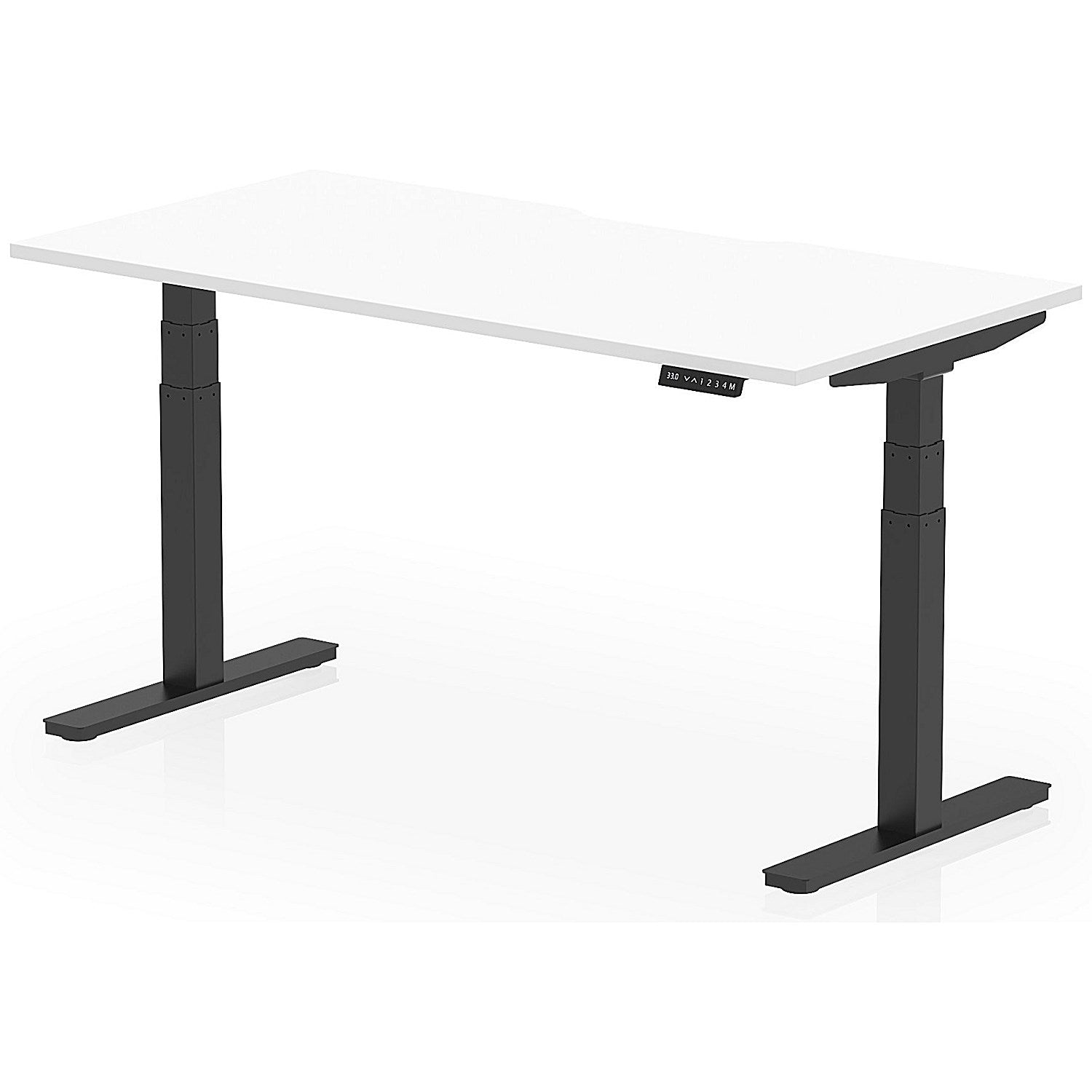 Air 1600mm Scalloped Edge Height Adjustable Desk, Black Leg, White Easy2Order : HA03828