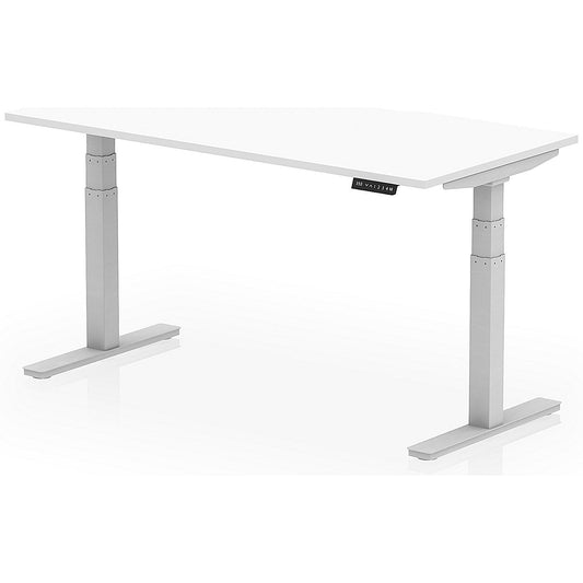 Air 1600mm Scalloped Edge Height Adjustable Desk, Silver Leg, White Easy2Order : HA03829