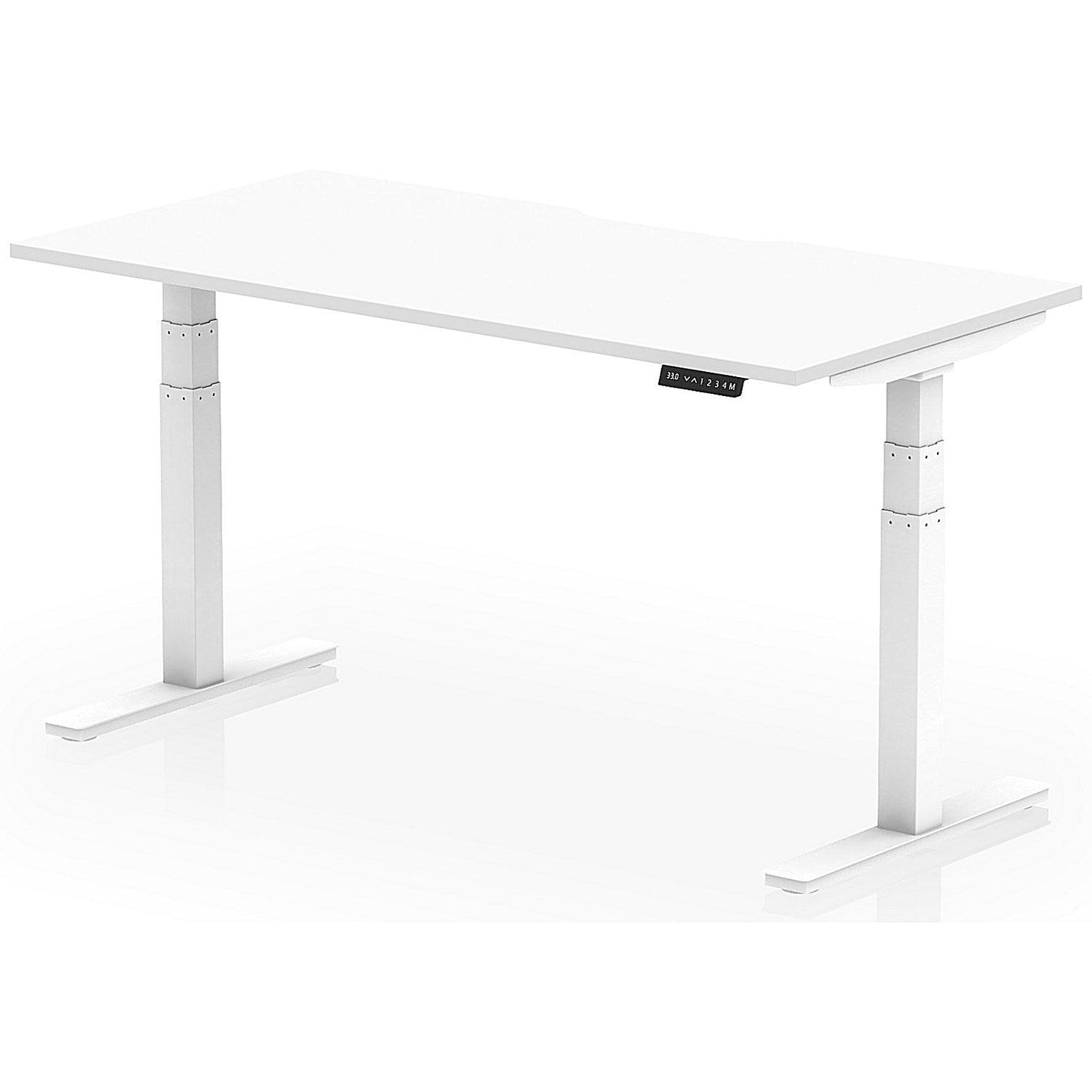 Air 1600mm Scalloped Edge Height Adjustable Desk, White Leg, White Easy2Order : HA03830