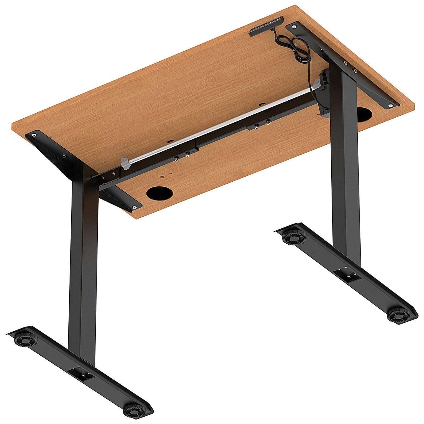 Air Lite 1000mm Slim Height Adjustable Office Desk, Black Leg, Beech