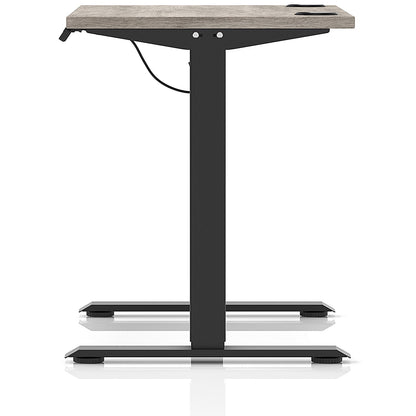 Air Lite 1000mm Slim Height Adjustable Office Desk, Black Leg, Grey Oak