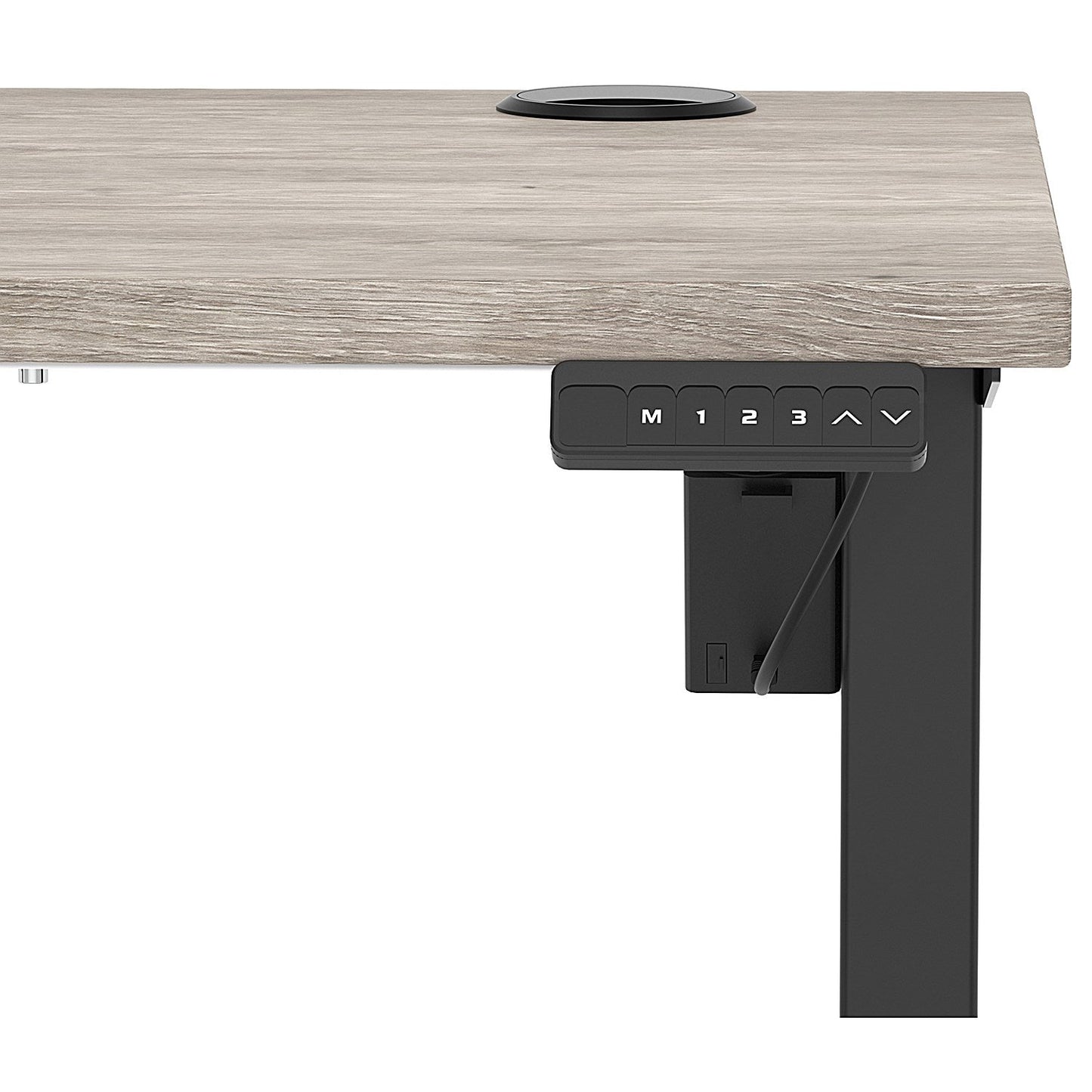 Air Lite 1000mm Slim Height Adjustable Office Desk, Black Leg, Grey Oak Easy2Order : HA03833