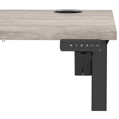 Air Lite 1000mm Slim Height Adjustable Office Desk, Black Leg, Grey Oak Easy2Order : HA03833