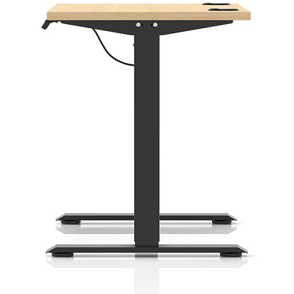 Air Lite 1000mm Slim Height Adjustable Office Desk, Black Leg, Maple