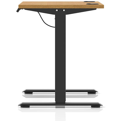Air Lite 1000mm Slim Height Adjustable Office Desk, Black Leg, Oak