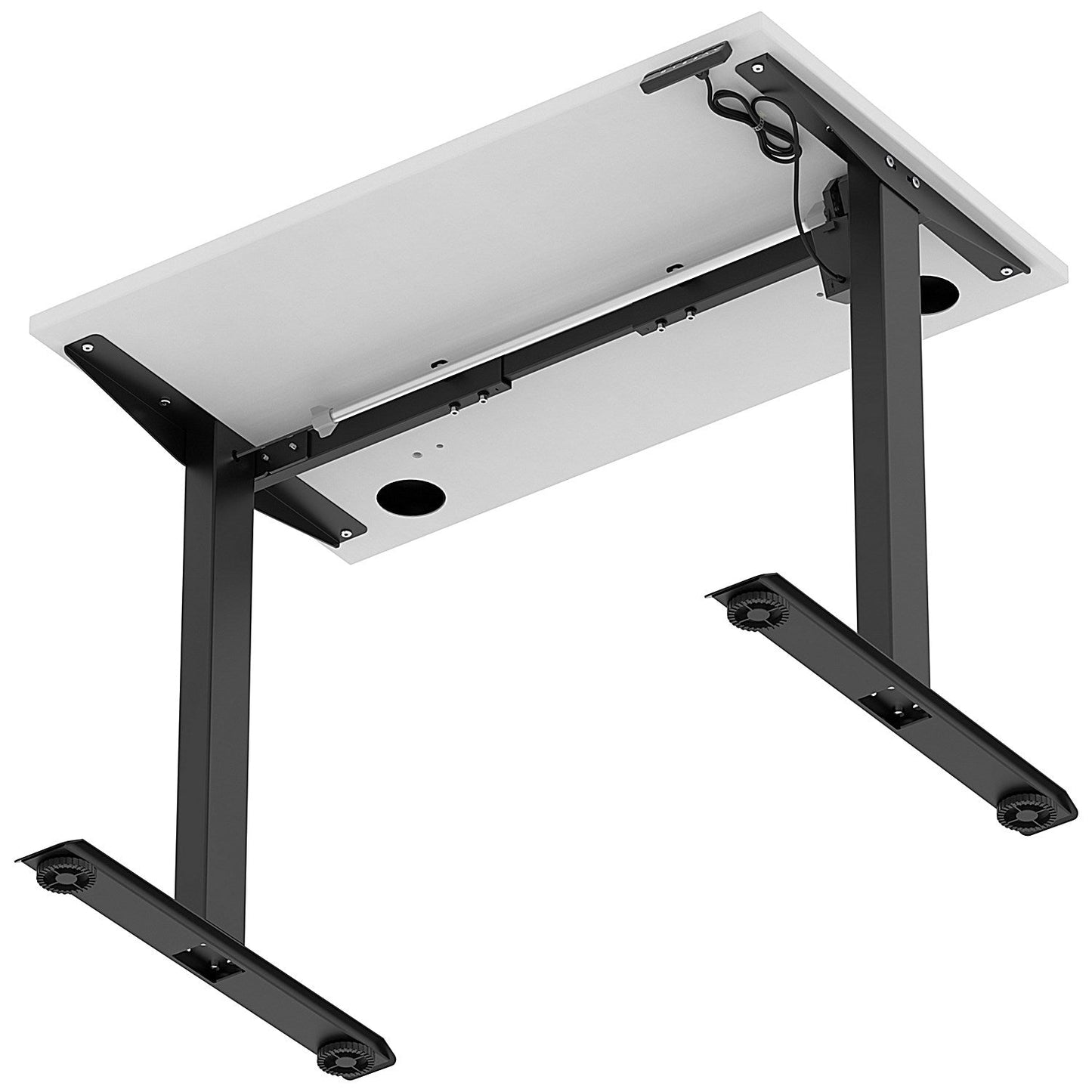 Air Lite 1000mm Slim Height Adjustable Office Desk, Black Leg, White