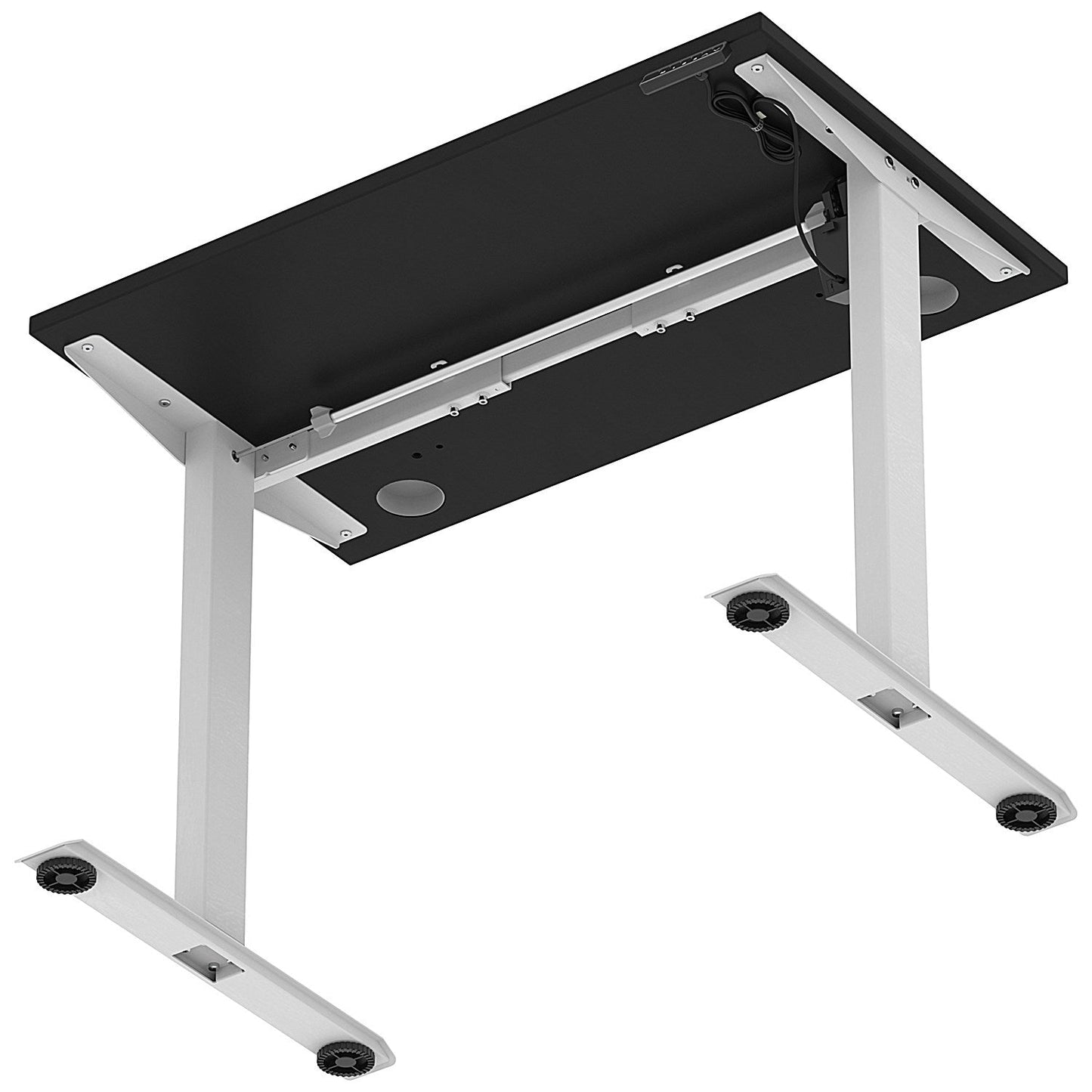 Air Lite 1000mm Slim Height Adjustable Office Desk, Silver Leg, Black