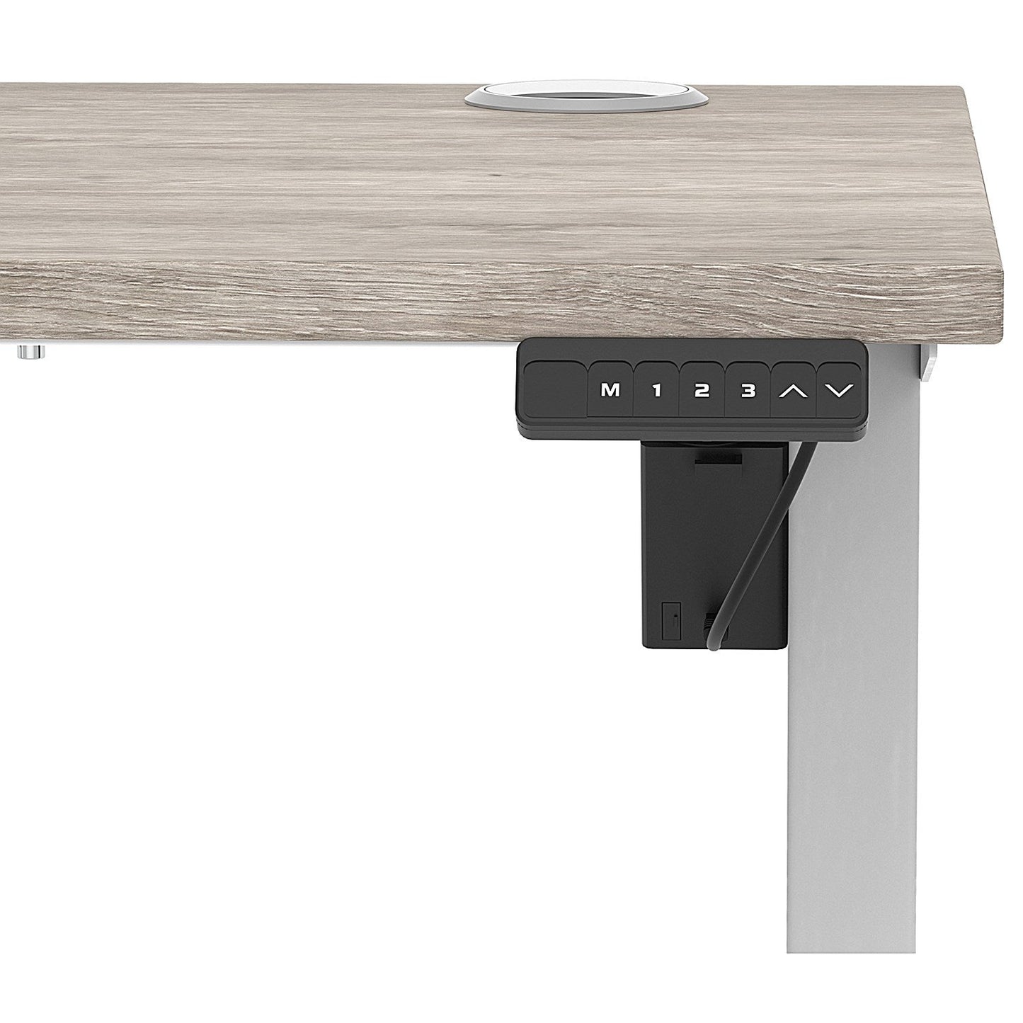 Air Lite 1000mm Slim Height Adjustable Office Desk, Silver Leg, Grey Oak Easy2Order : HA03840
