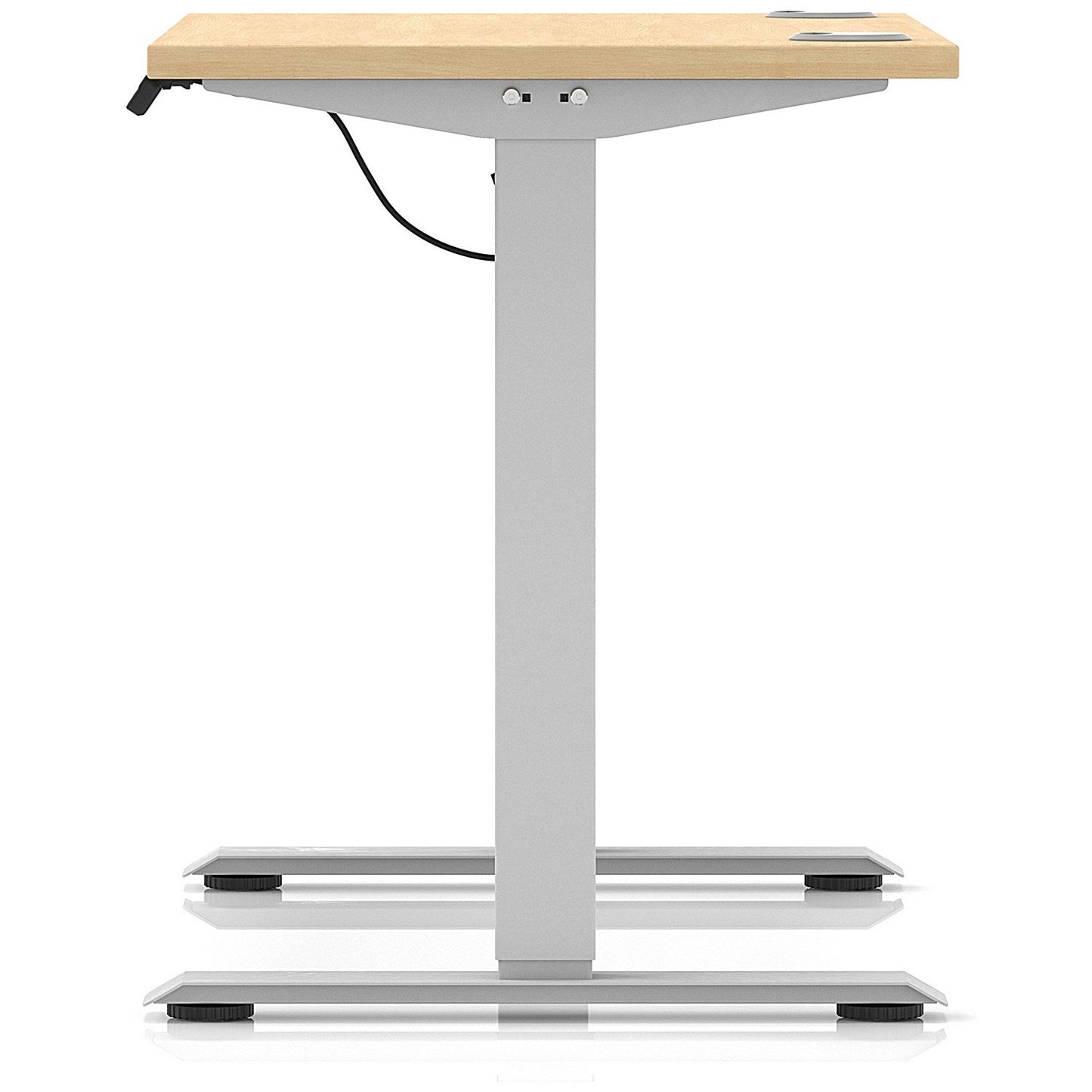 Air Lite 1000mm Slim Height Adjustable Office Desk, Silver Leg, Maple