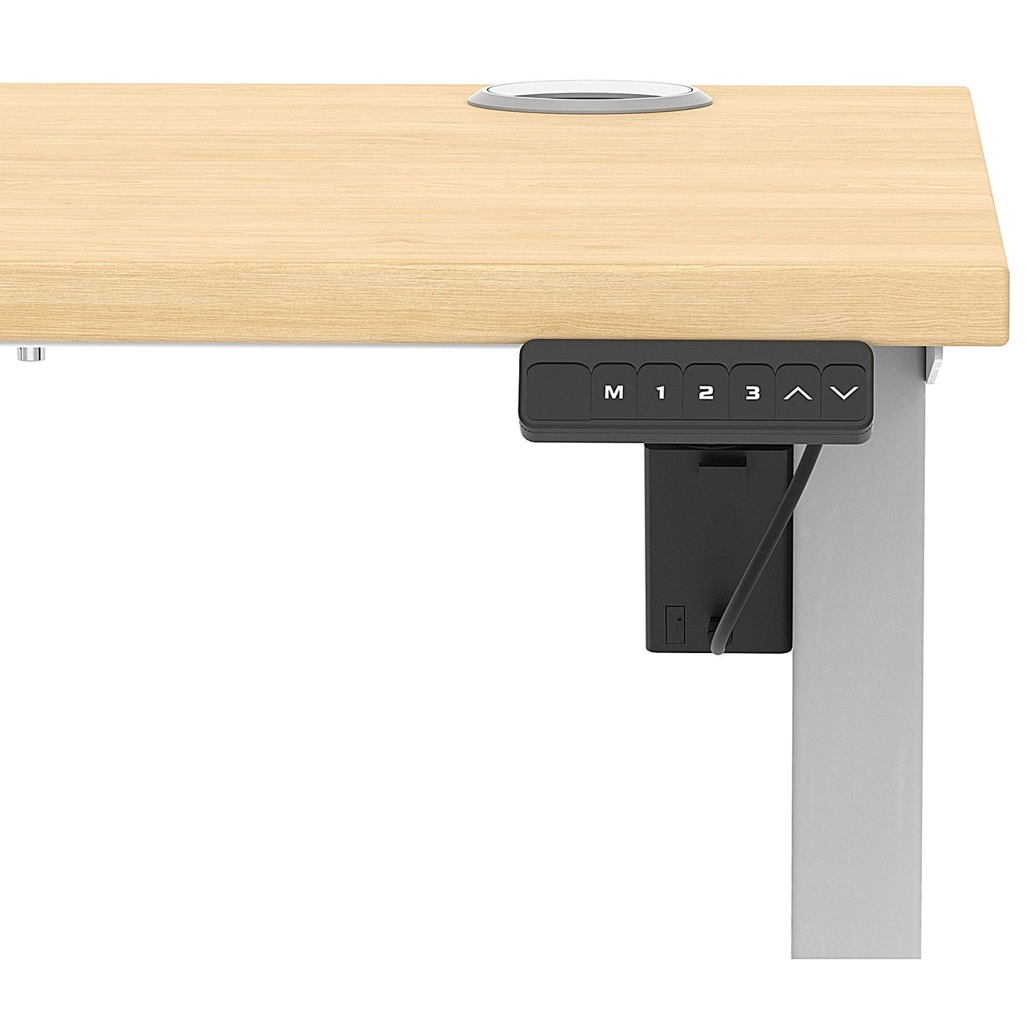 Air Lite 1000mm Slim Height Adjustable Office Desk, Silver Leg, Maple