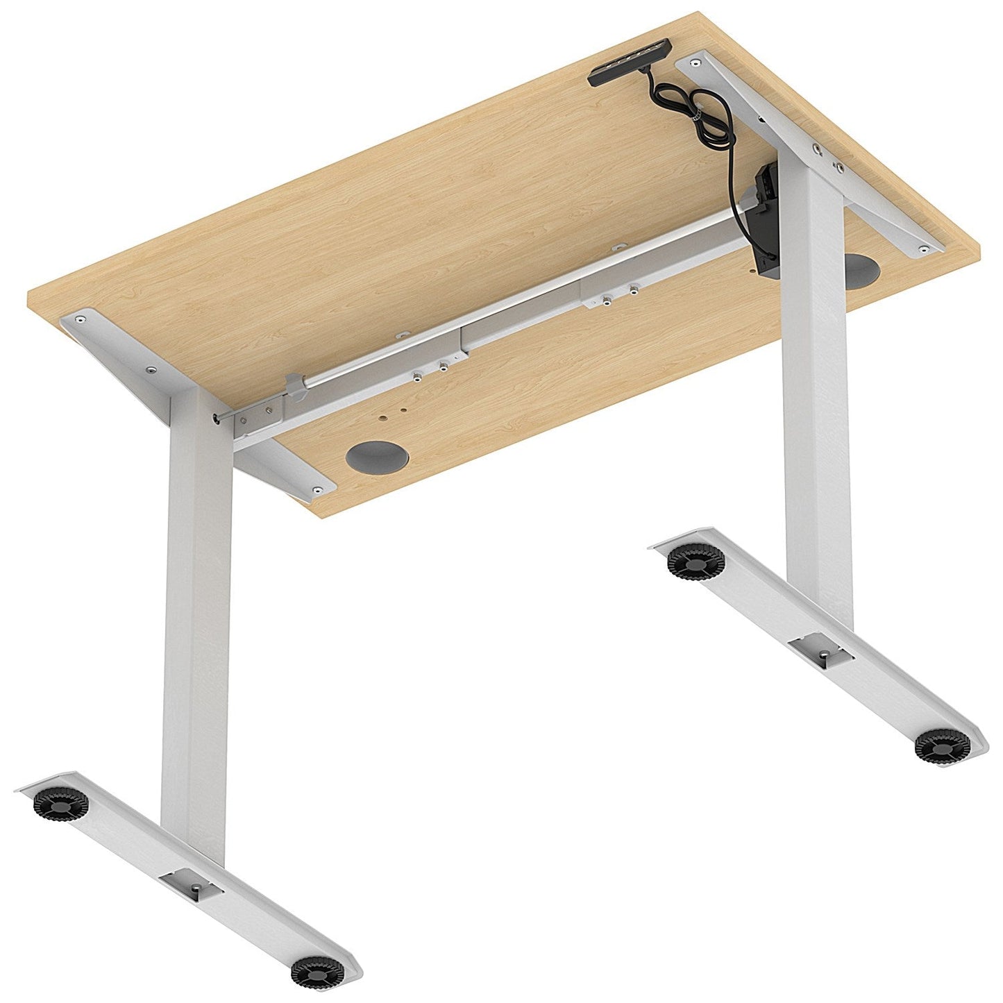 Air Lite 1000mm Slim Height Adjustable Office Desk, Silver Leg, Maple Easy2Order : HA03841