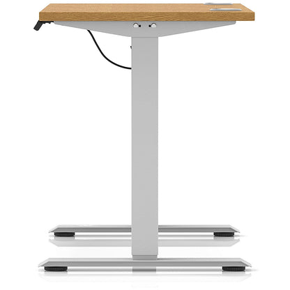 Air Lite 1000mm Slim Height Adjustable Office Desk, Silver Leg, Oak