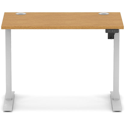 Air Lite 1000mm Slim Height Adjustable Office Desk, Silver Leg, Oak