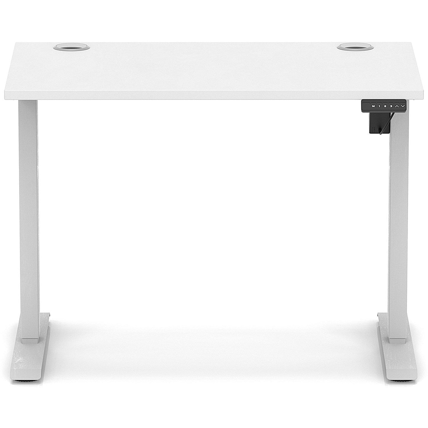 Air Lite 1000mm Slim Height Adjustable Office Desk, Silver Leg, White