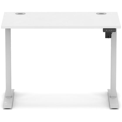 Air Lite 1000mm Slim Height Adjustable Office Desk, Silver Leg, White