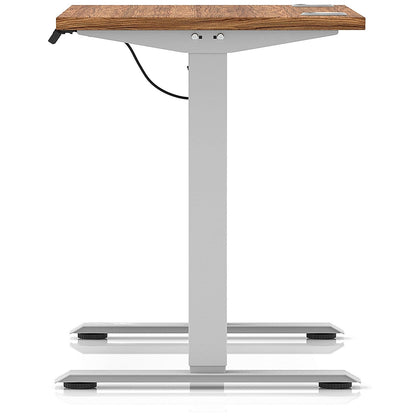 Air Lite 1000mm Slim Height Adjustable Office Desk, Silver Leg, White