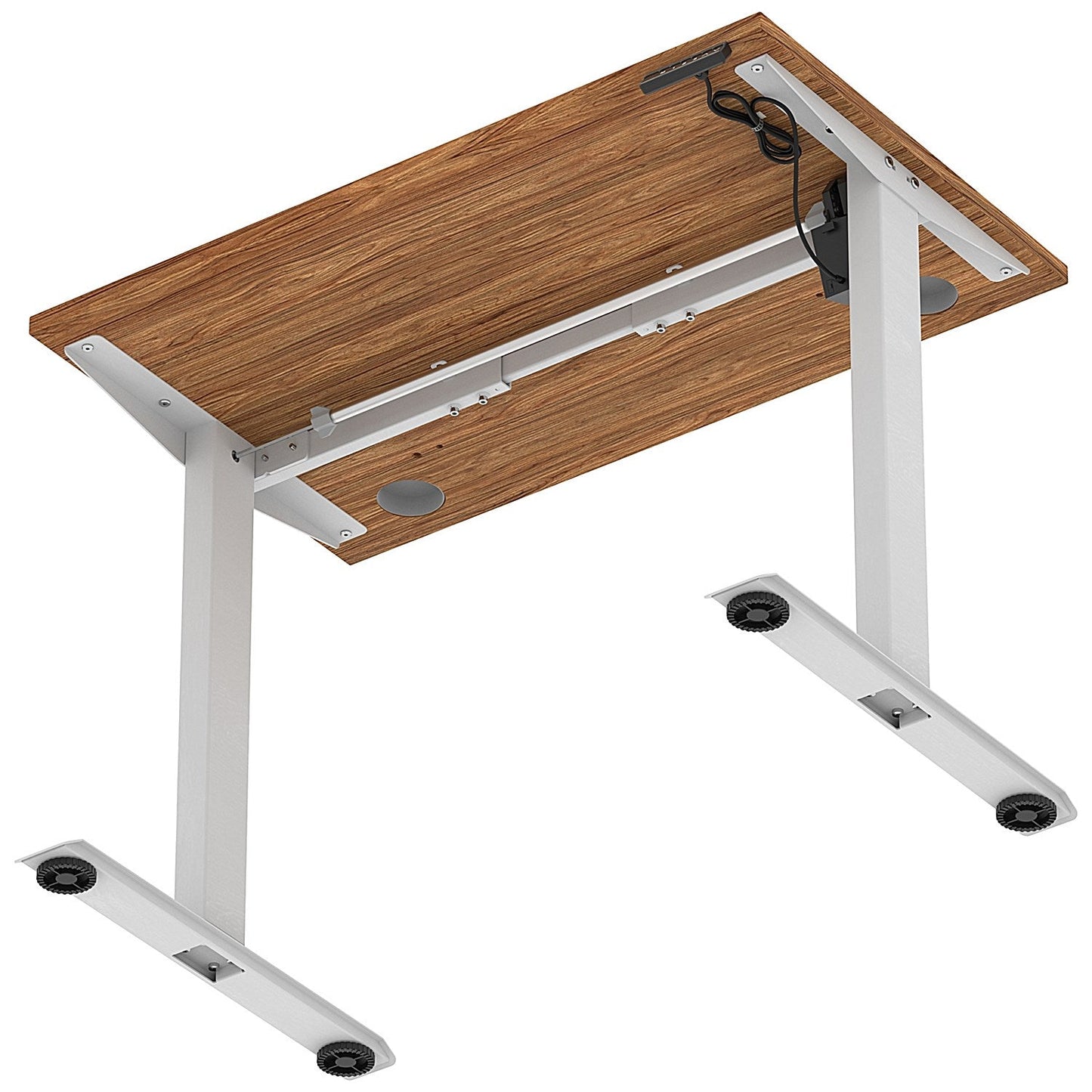 Air Lite 1000mm Slim Height Adjustable Office Desk, Silver Leg, Walnut