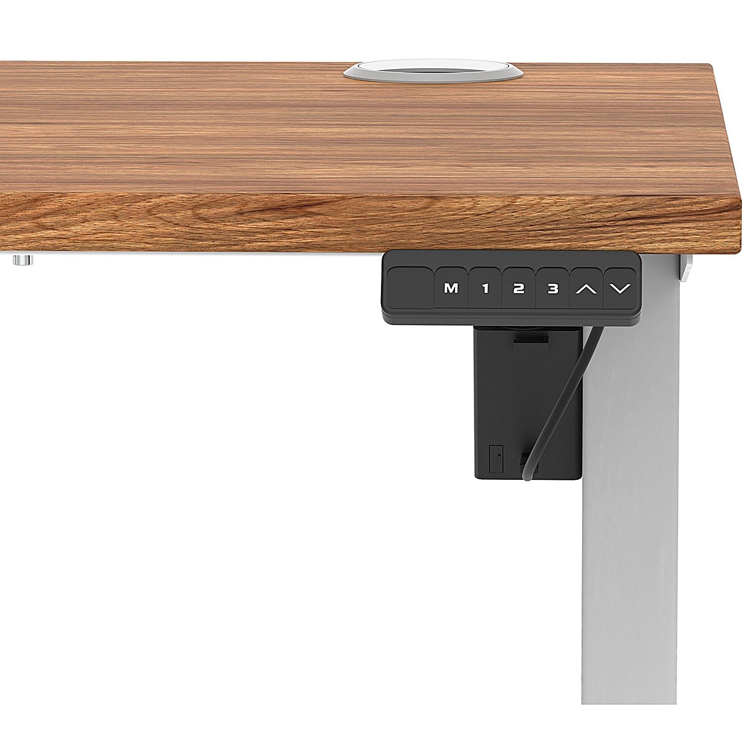 Air Lite 1000mm Slim Height Adjustable Office Desk, Silver Leg, Walnut Easy2Order : HA03844