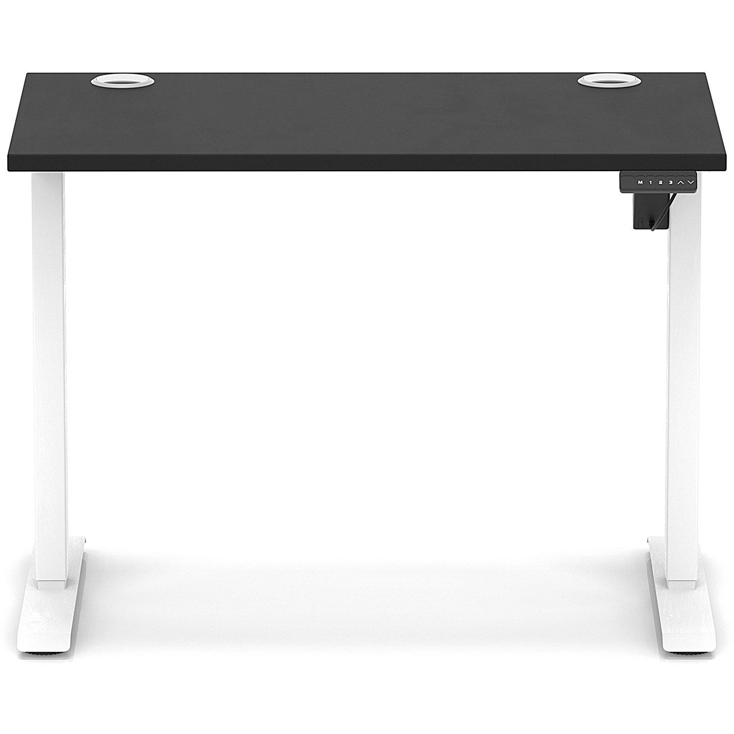 Air Lite 1000mm Slim Height Adjustable Office Desk, White Leg, Black