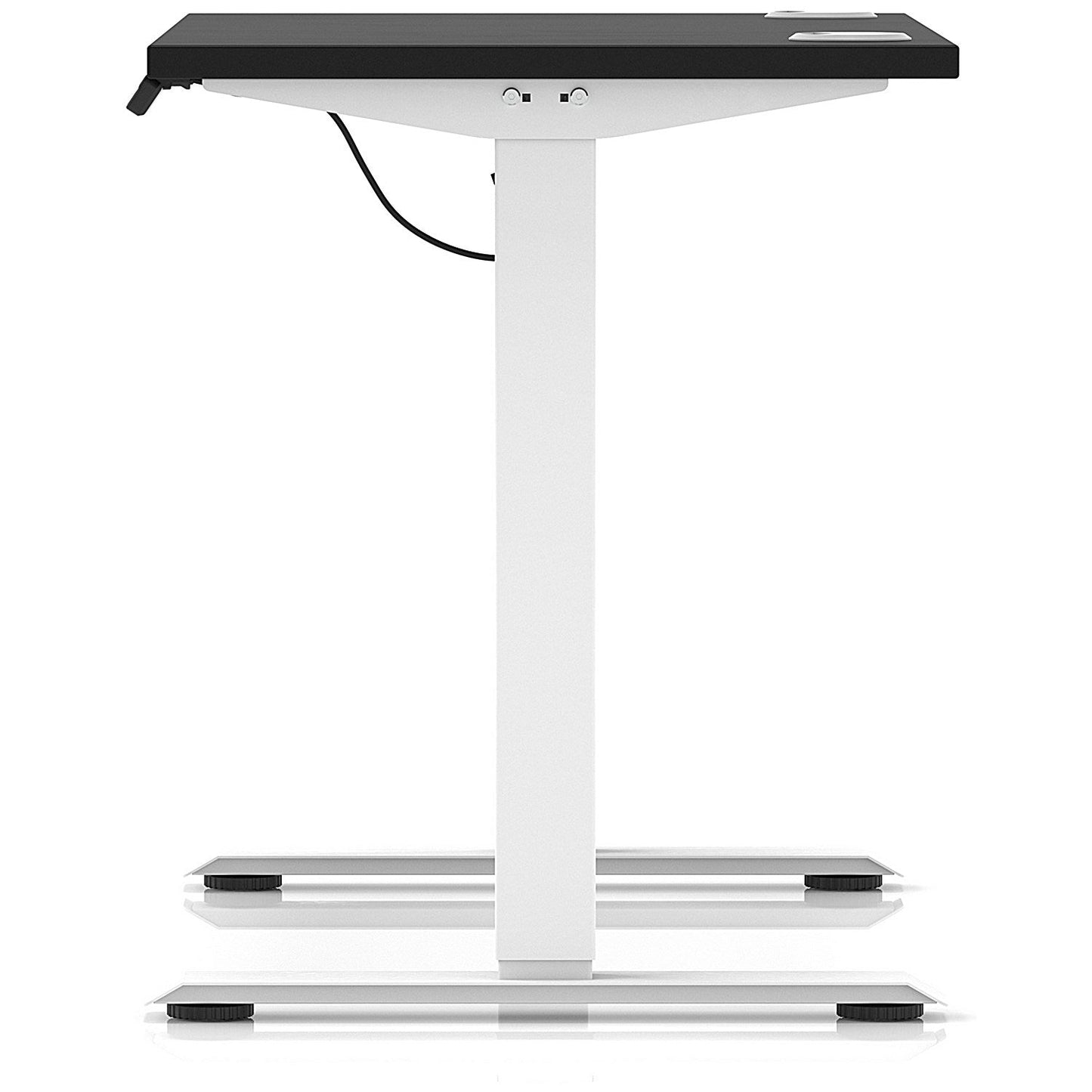 Air Lite 1000mm Slim Height Adjustable Office Desk, White Leg, Black