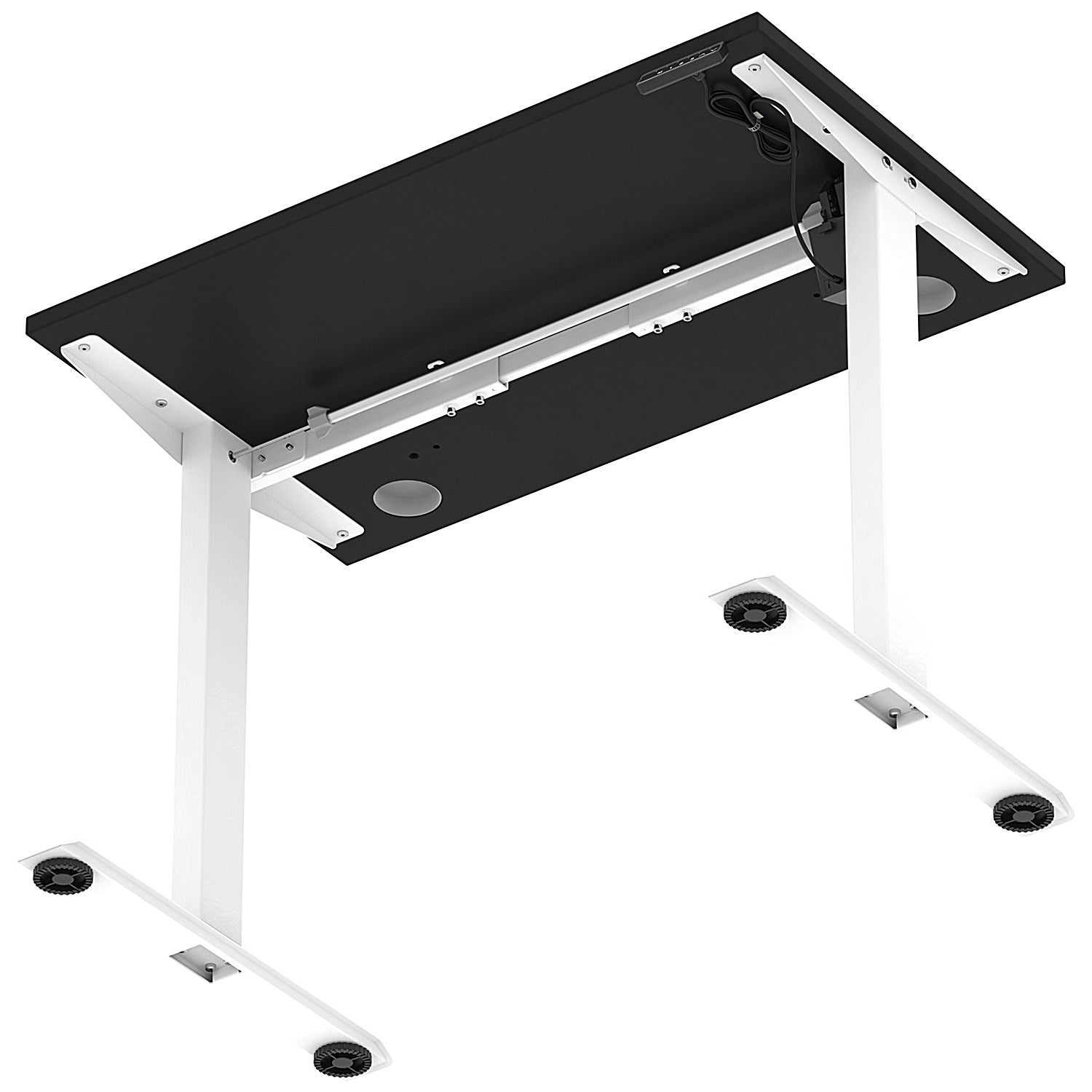Air Lite 1000mm Slim Height Adjustable Office Desk, White Leg, Black Easy2Order : HA03846