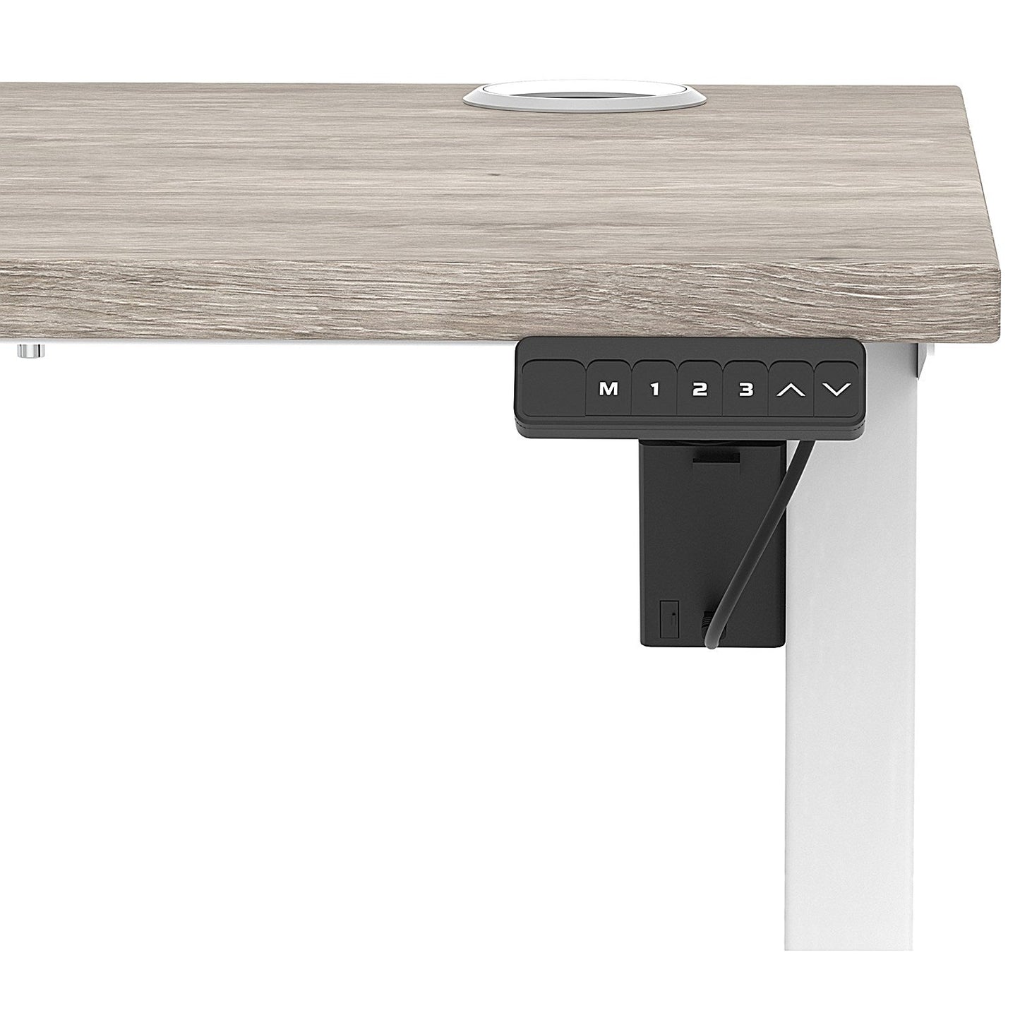 Air Lite 1000mm Slim Height Adjustable Office Desk, White Leg, Grey Oak Easy2Order : HA03847