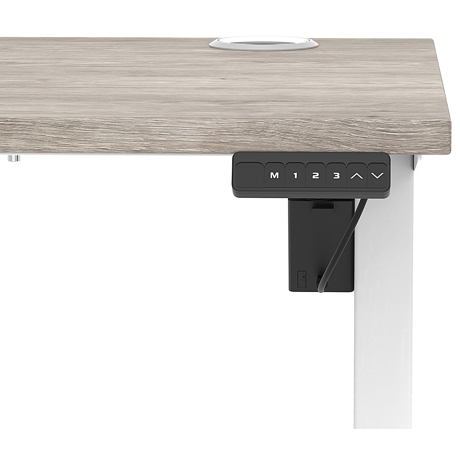 Air Lite 1000mm Slim Height Adjustable Office Desk, White Leg, Grey Oak Easy2Order : HA03847