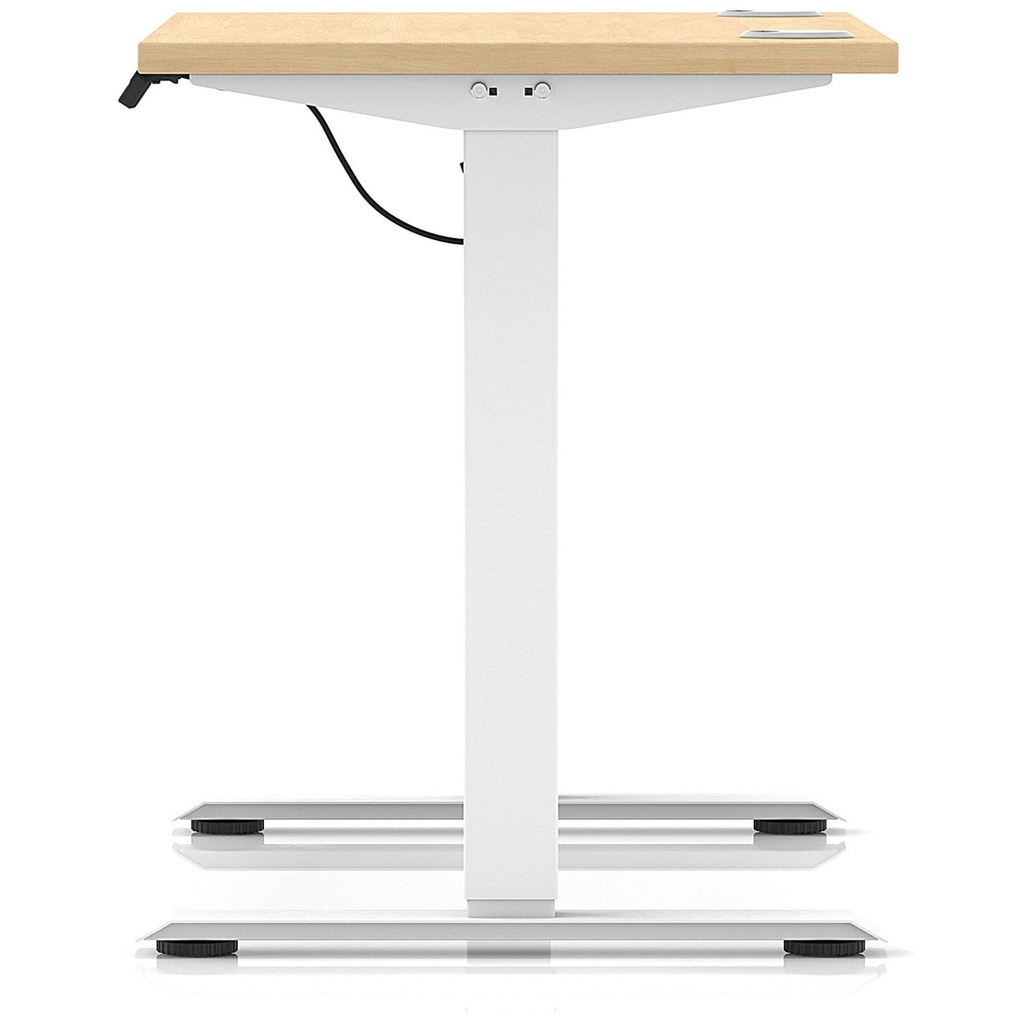 Air Lite 1000mm Slim Height Adjustable Office Desk, White Leg, Maple