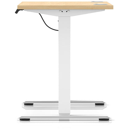 Air Lite 1000mm Slim Height Adjustable Office Desk, White Leg, Maple