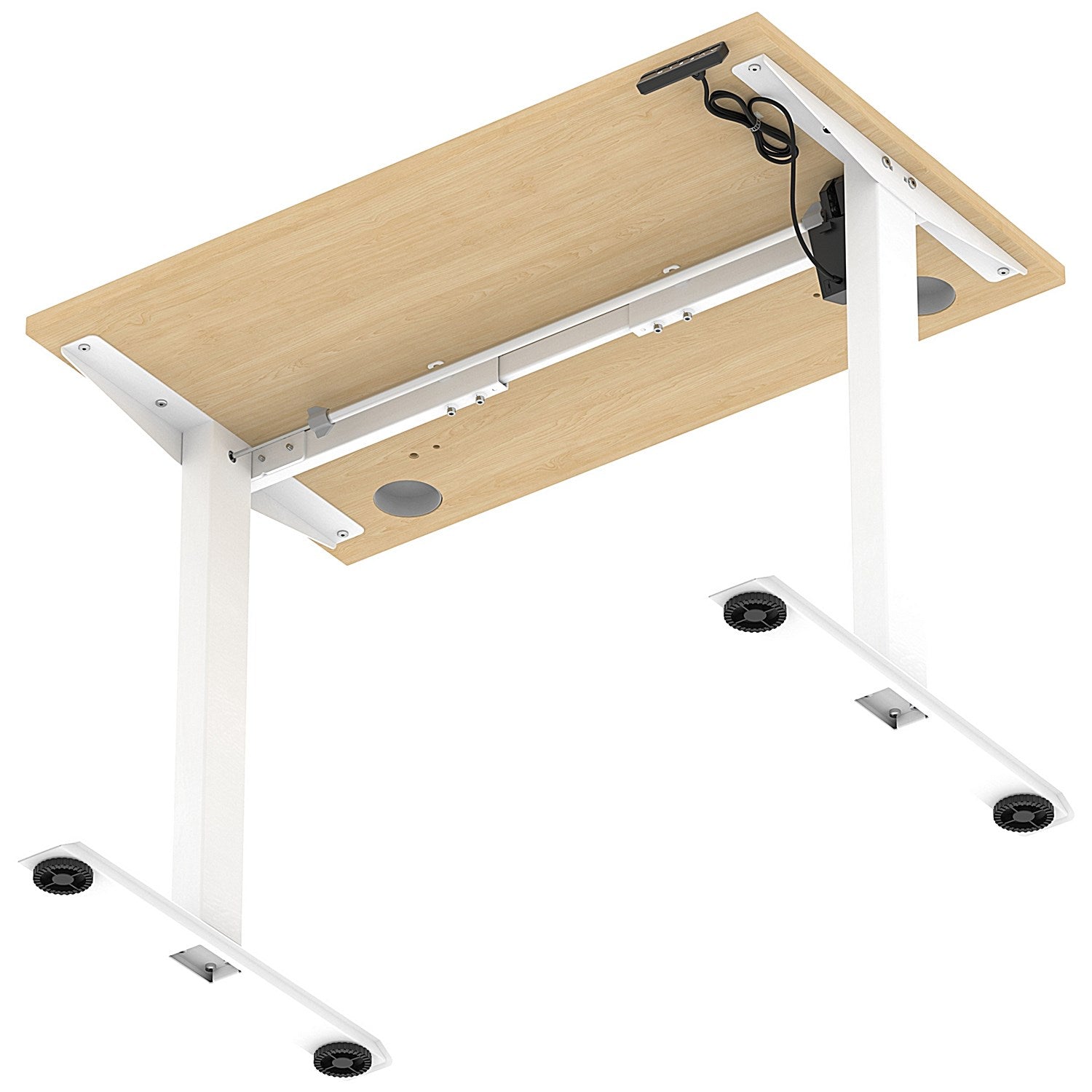 Air Lite 1000mm Slim Height Adjustable Office Desk, White Leg, Maple Easy2Order : HA03848
