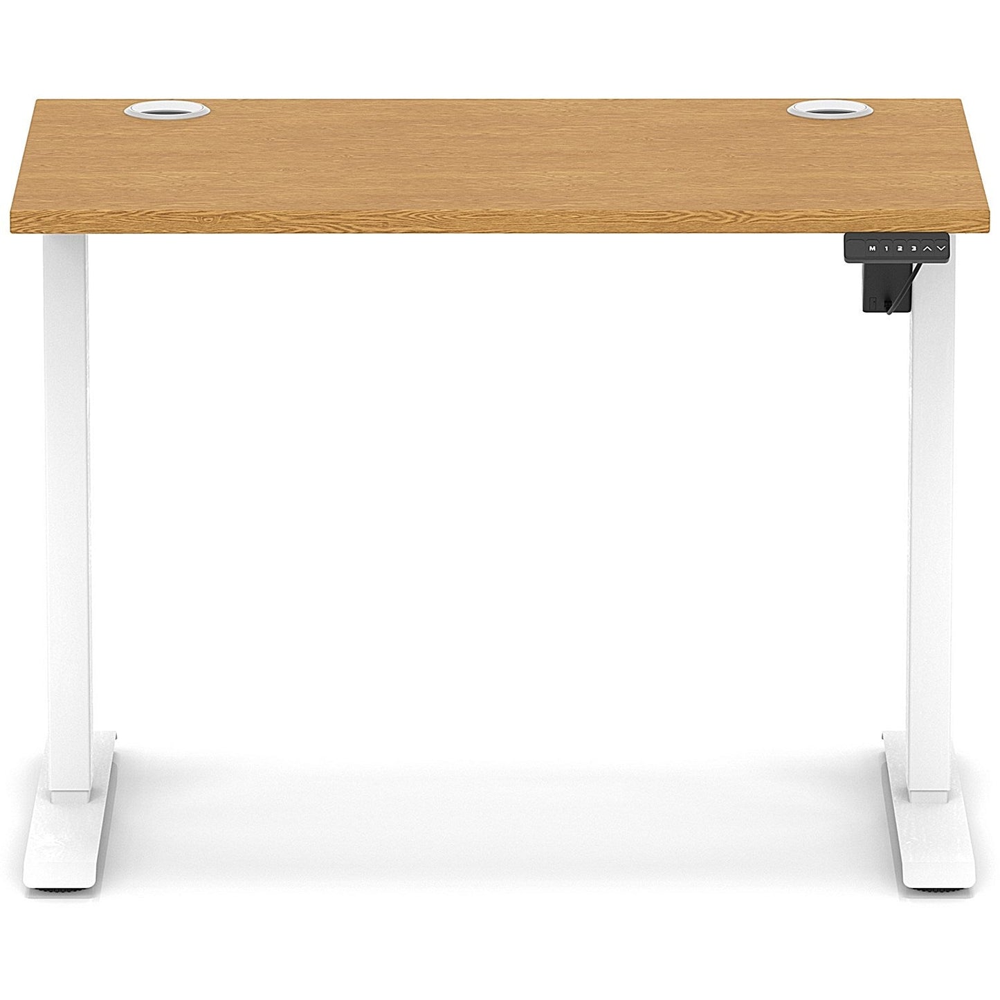 Air Lite 1000mm Slim Height Adjustable Office Desk, White Leg, Oak