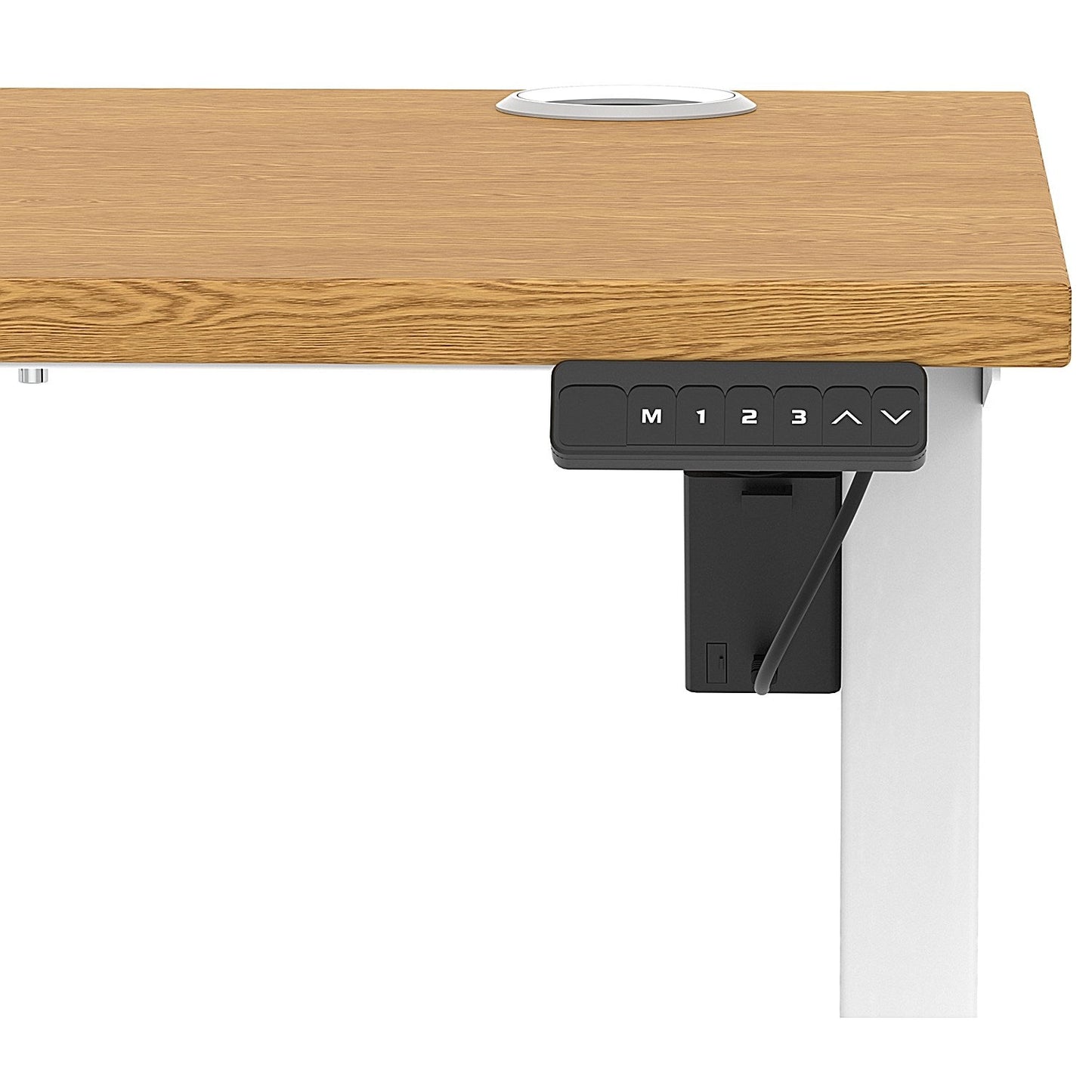 Air Lite 1000mm Slim Height Adjustable Office Desk, White Leg, Oak
