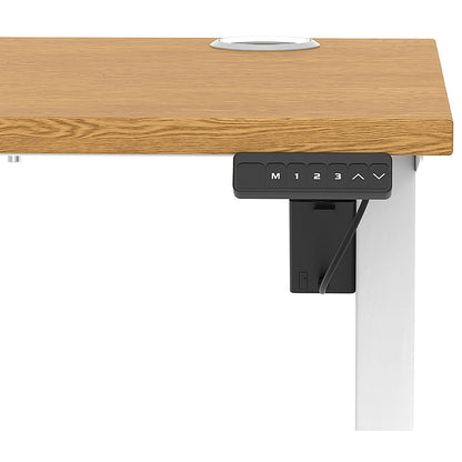 Air Lite 1000mm Slim Height Adjustable Office Desk, White Leg, Oak