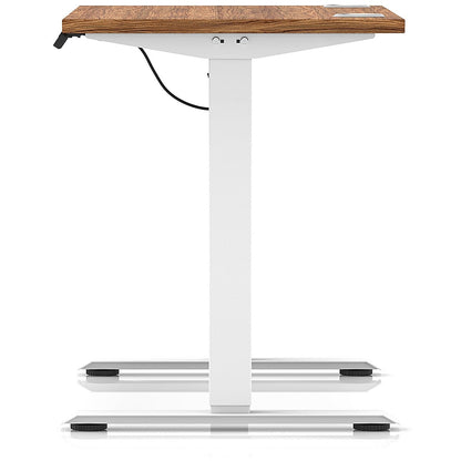 Air Lite 1000mm Slim Height Adjustable Office Desk, White Leg, Walnut