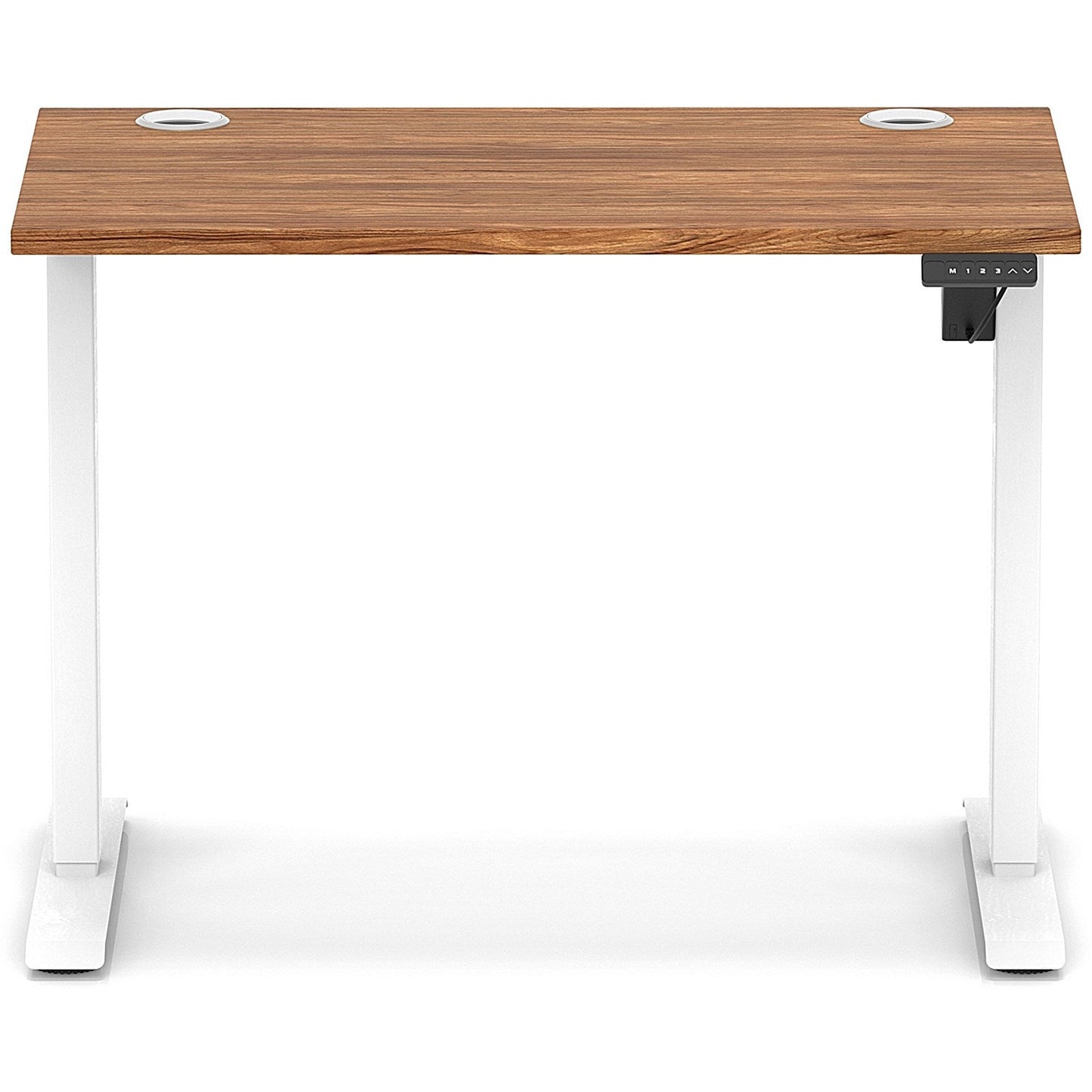 Air Lite 1000mm Slim Height Adjustable Office Desk, White Leg, Walnut