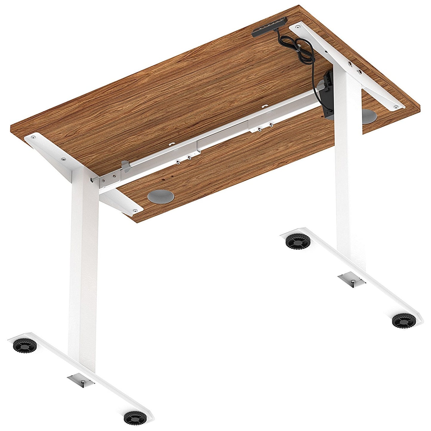 Air Lite 1000mm Slim Height Adjustable Office Desk, White Leg, Walnut