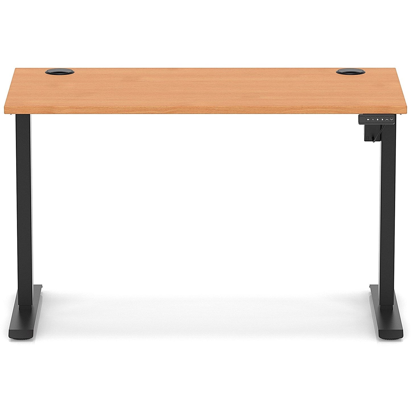 Air Lite 1200mm Slim Height Adjustable Office Desk, Black Leg, Beech