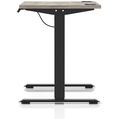 Air Lite 1200mm Slim Height Adjustable Office Desk, Black Leg, Grey Oak