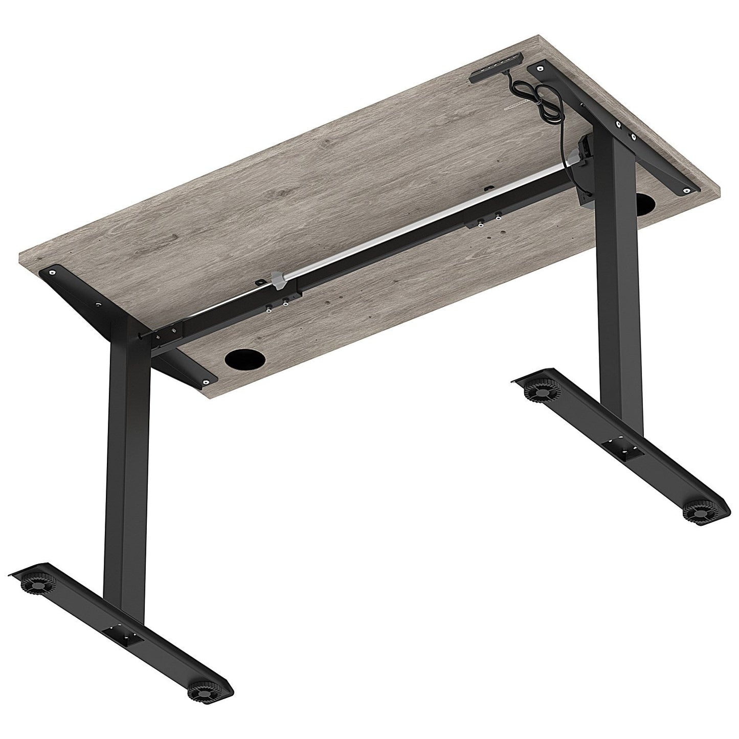 Air Lite 1200mm Slim Height Adjustable Office Desk, Black Leg, Grey Oak