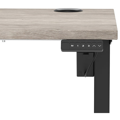 Air Lite 1200mm Slim Height Adjustable Office Desk, Black Leg, Grey Oak