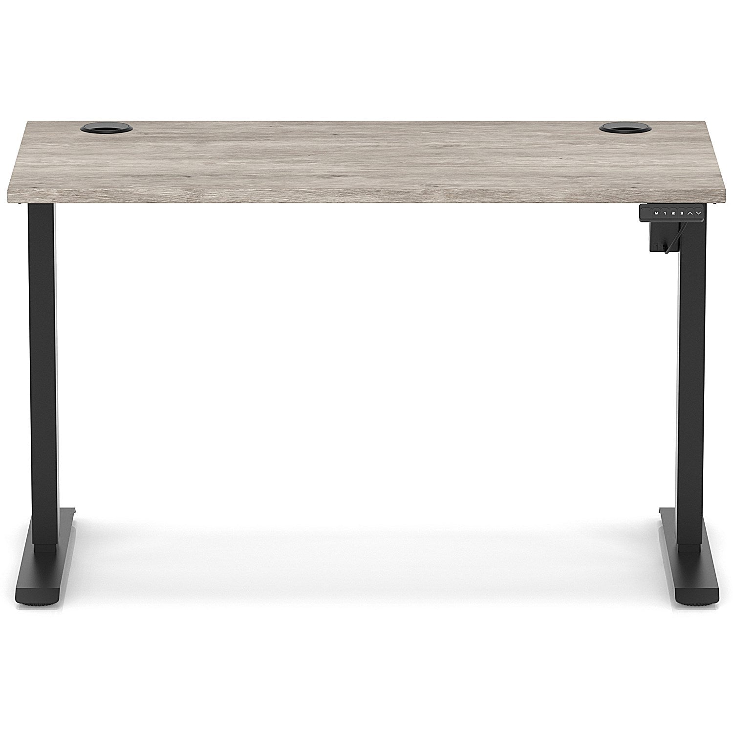 Air Lite 1200mm Slim Height Adjustable Office Desk, Black Leg, Grey Oak Easy2Order : HA03854