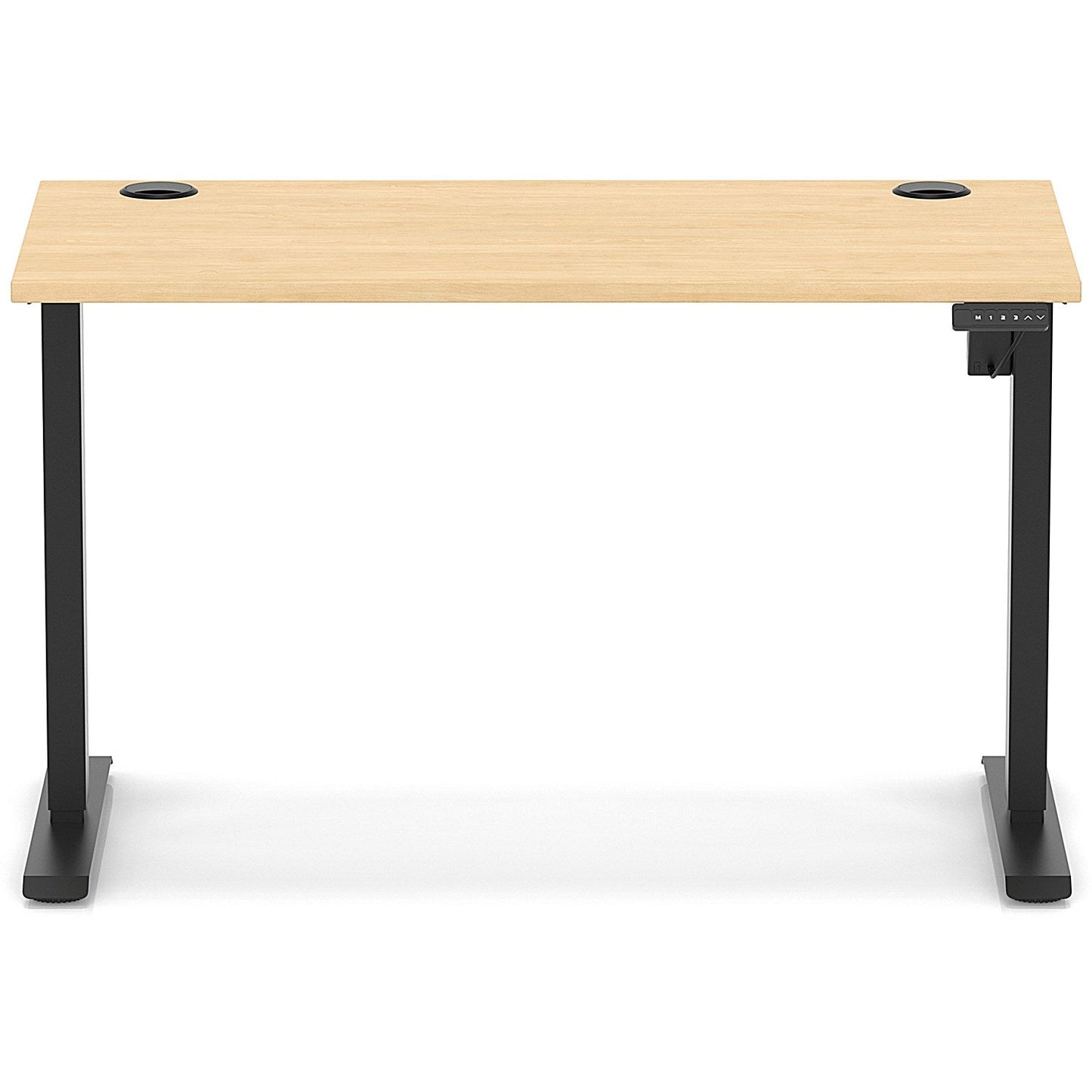 Air Lite 1200mm Slim Height Adjustable Office Desk, Black Leg, Maple